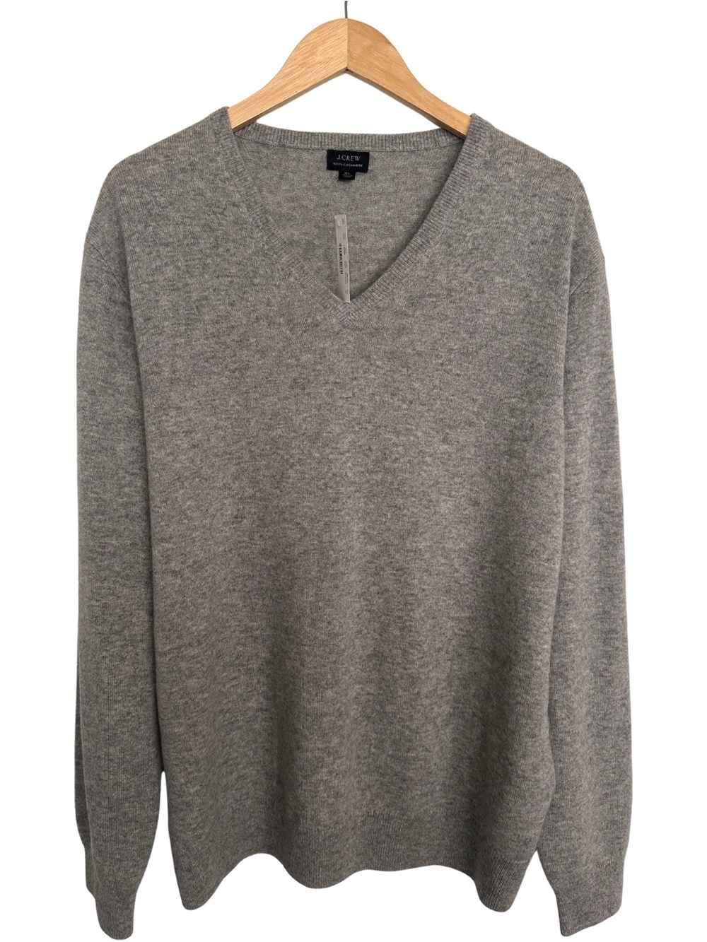J. Crew Men's V-Neck Cashmere Sweater Heather Gray XL Preppy Quiet Luxury NWT